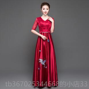 正品长晚礼服版宴会主唱持人礼服优雅合团成演出服装女人大合唱长