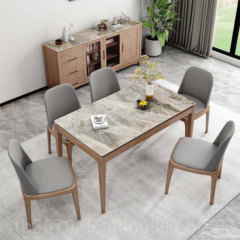 正品艾宝森北欧岩板餐桌方形家用小户现木代简长约大理石实型饭桌