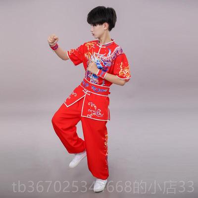 正品新型中式武术表演演服儿极长袖青少童年武术比赛服太表服短袖