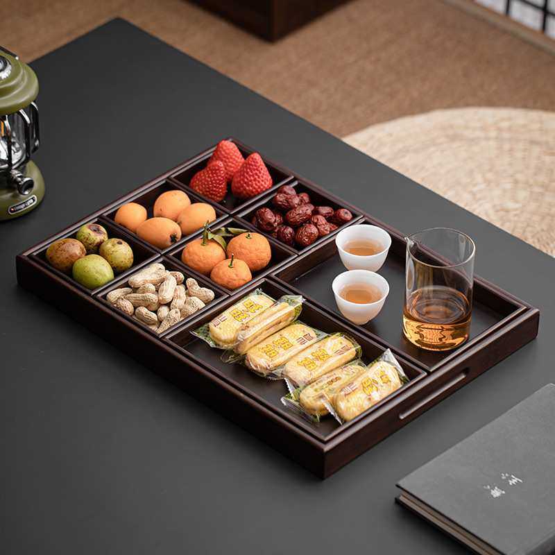 围炉分格茶点盘竹木制创意坚果干果盘家用客厅茶几零食点心收纳盒,3C数码配件,摄像机配件,淘宝优惠券,粉丝福利购,淘宝优惠卷