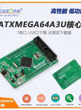 ATXMEGA64A3U核心板 7串口 usb口下载 无需买下载器 XMEGA64A3U