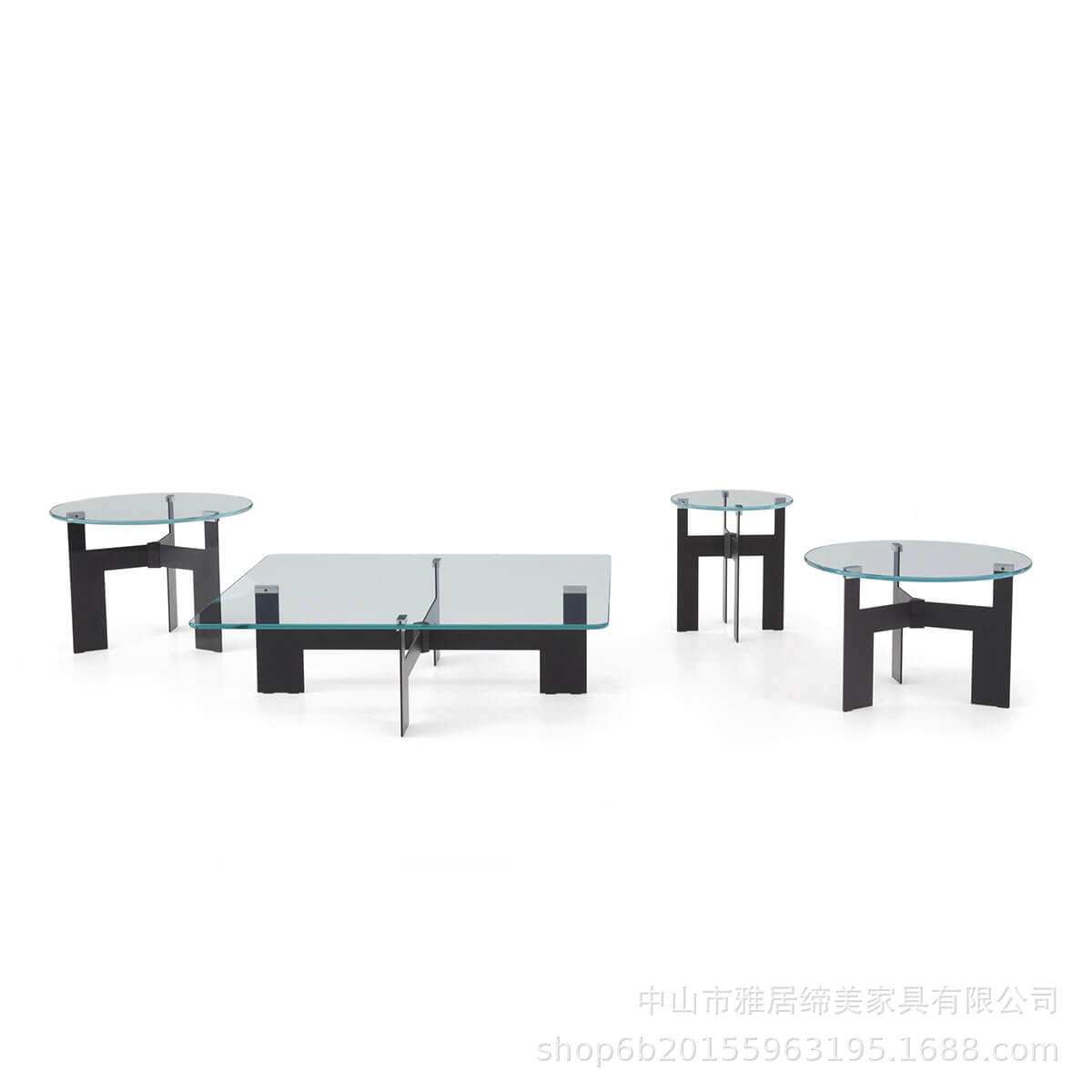 玻璃茶几钢化玻璃客厅小户型花几铁艺小茶几组合沙发边几简约现代