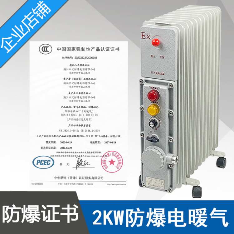 BDR2000W11片防爆电暖气取暖器功率2KW220V防爆电热油汀ExdbIIBT4