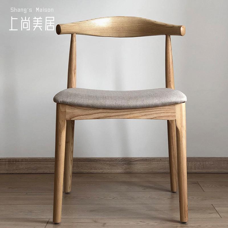 意式极简实木餐椅现代简约家用皮艺布艺餐椅设计师椅子酒店咖啡椅