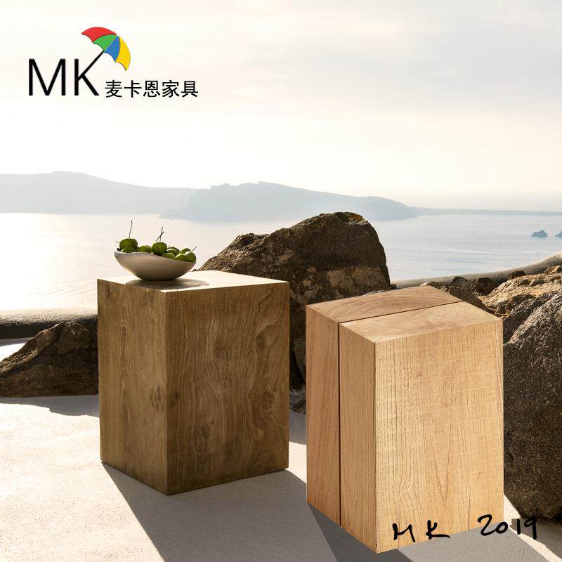 户外家具柚木圆茶几小茶几小角几阳台小藤桌边几室外庭院沙发木墩
