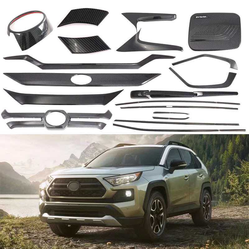 适用于20丰田RAV4荣放车窗后饰条中柱中网油箱盖后雨刷等外饰装