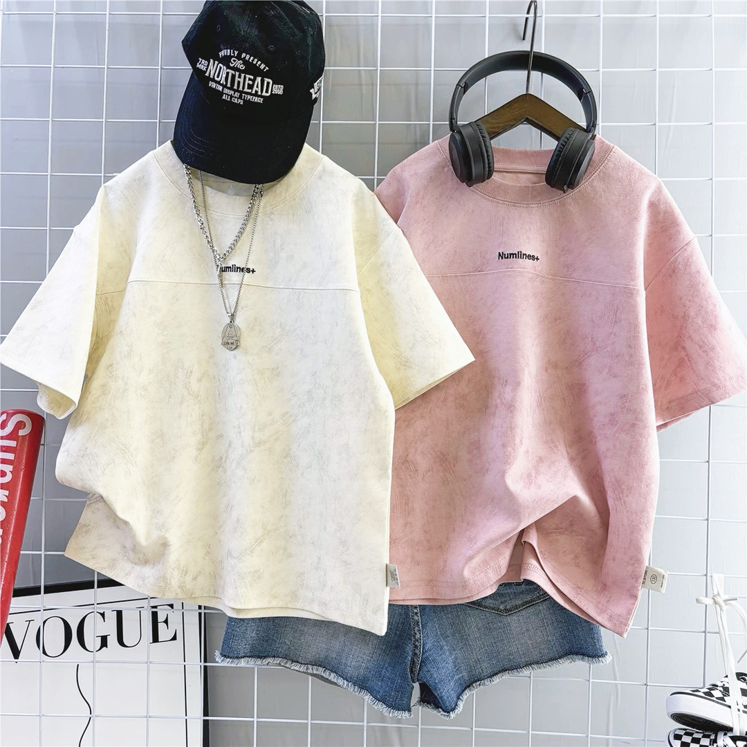 潮酷韩版2026新款中大童男童夏宽松圆领扎染短袖T恤上衣儿童速干