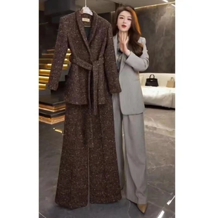 子 2025新款 秋冬季 长袖 裤 复古通勤遮肉中长款 外套3382 上衣