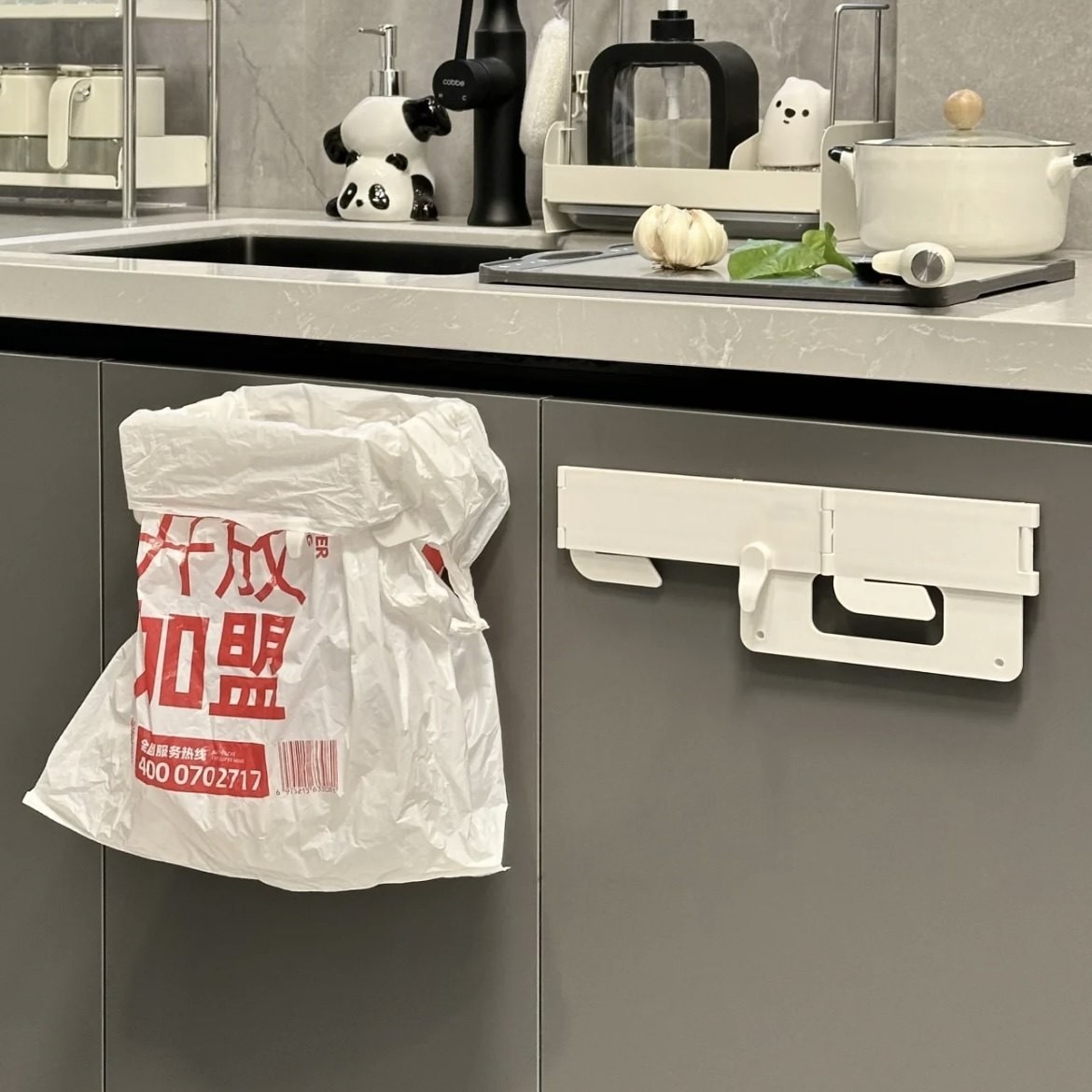 厨房垃圾架垃圾桶强磁吸方形款大号壁挂式拉圾桶可折叠厨房垃圾桶