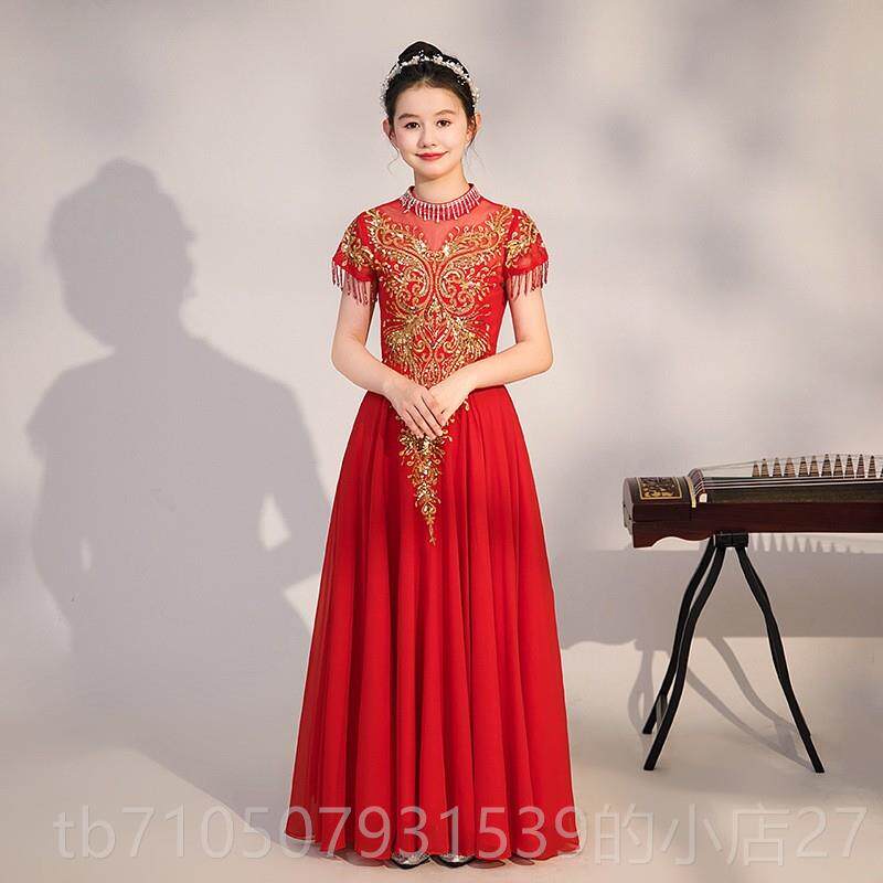 正品古筝出中国风主持人合唱服团礼服/晚装