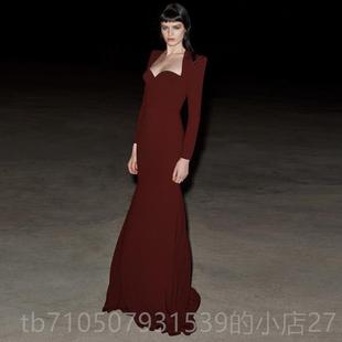 年会主端持人宴会晚装 2025新款 高晚服裙气春质优雅演出服长款 正品