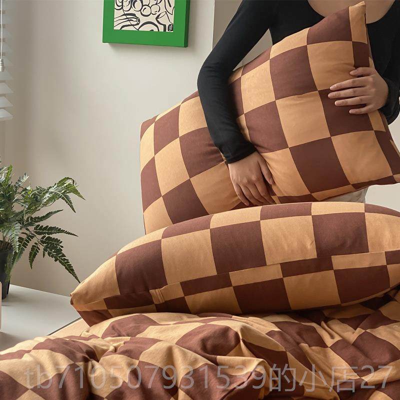 正品Mnimal Concept棋i盘格yys简四约小众针织全棉d件套床单