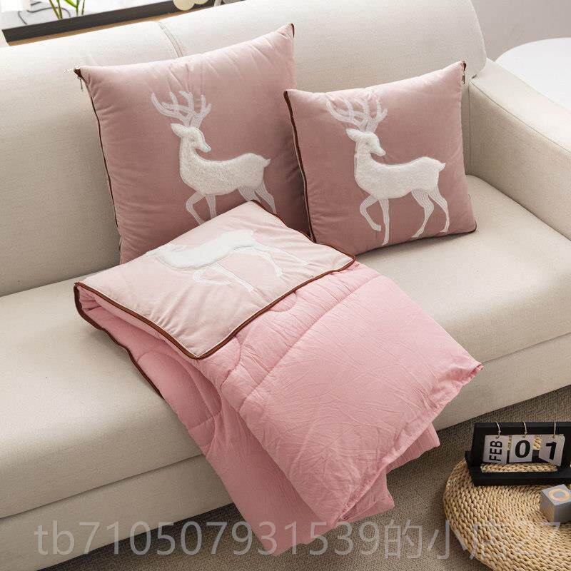 正品被意大利天鹅补丁绣花枕头被两用垫子公室绒午餐休息办小子汽