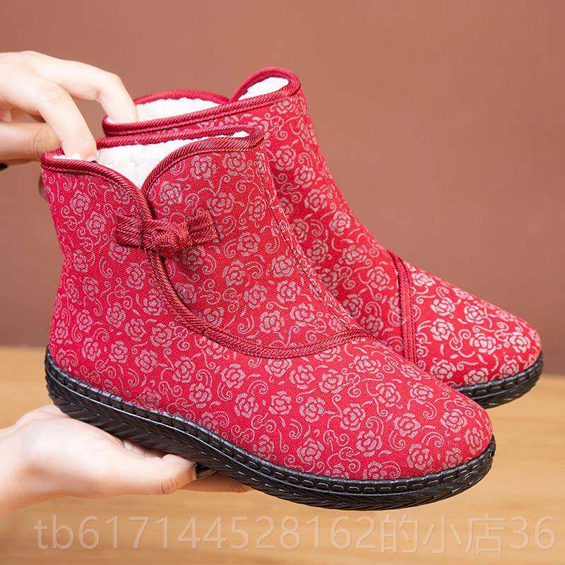 正品年2021老北京布鞋女冬季民加绒厚中雪地靴防滑加保暖族风妈妈,女鞋,时尚雪地靴,淘宝优惠券,粉丝福利购,淘宝优惠卷