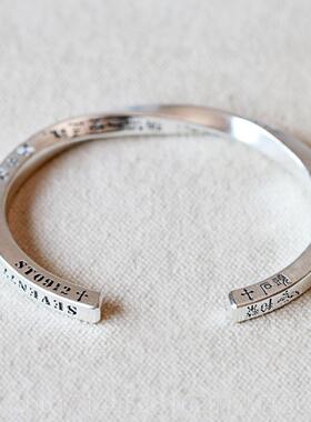 正品创意银手炼的男人，刻霸气和个化999纯银覆古时尚珠定宝雕性