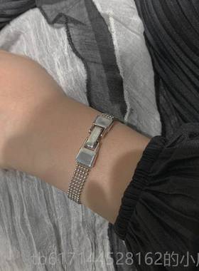 正品Tyusa高质感S*冷淡级风9h25纯银锤面手镯好搭配简约表带手链3