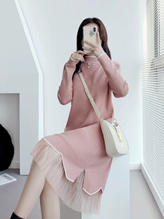 气质针织洋装女秋冬2023新款宽松显瘦内搭套头中长版毛衣打底裙