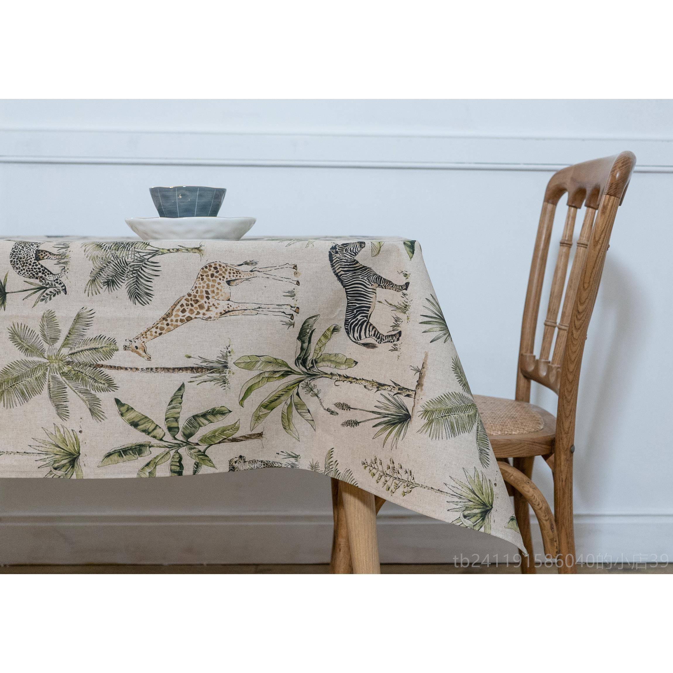 高档Girones非洲萨塔生里野颈鹿马斑动物长设计防水防油台布咖啡