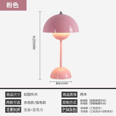 高档花苞台灯现丹麦约代书房小夜间灯网红卧室床简头长续航充电小