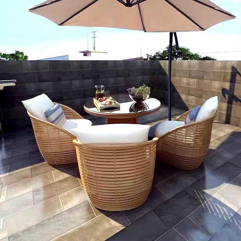 北欧户外藤编沙发庭院室外阳台防水组合别墅花园露台仿藤椅家具