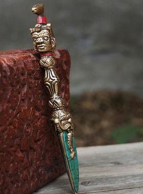 西藏法器尼泊尔手工马头明王金刚降魔杵铜制金刚法会用具