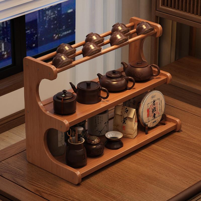 桌面多层收纳置物架茶室茶桌小型博古架茶台茶具紫砂壶摆放展示架