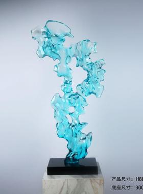 酒店大堂新中式铂晶太湖石落地摆件树脂雕塑艺术品软装饰创意摆件