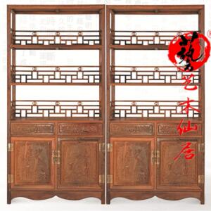 红木家具实木书柜玻璃门鸡翅木储物柜书柜中式展示柜艺木仙居书架