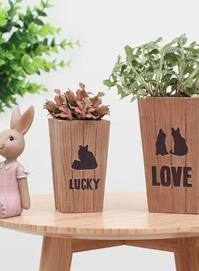 如果工厂 创意萌宠心语园艺多肉花盆 家居客厅桌面树脂盆栽