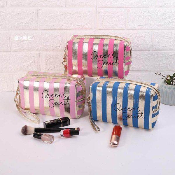 新款条纹化妆包PU洗漱包多功能旅行包防水大容量收纳包可,收纳整理,化妆箱/盒,淘宝优惠券,粉丝福利购,淘宝优惠卷