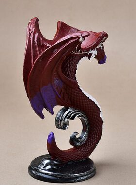 红色毒蛇摆件家居装饰品白腹飞翼蛇邪恶之蛇工艺品水晶球底座恶龙