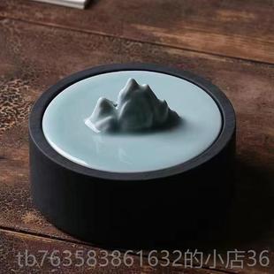 高档天一堂书法带盖砚台天然原石用墨碟文底房四宝毛笔书法国画用