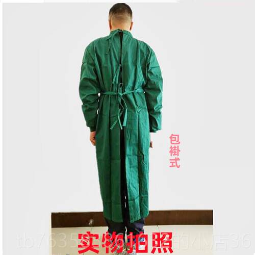 高档加厚手衣手术室医生工服消作墨绿纱卡纯棉耐高温毒包背式医师