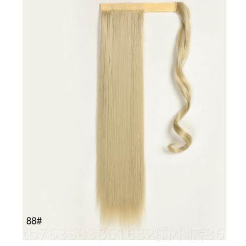 高档红假发马尾绑带式蓬松自然尾超网黏马直发马尾少量真短卷发彷