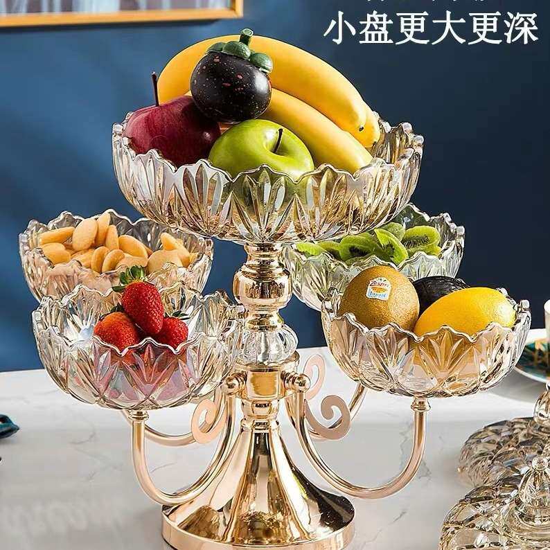 玻璃多层干果五格水果盘家用客厅茶几分格带盖坚果糖果盘创意设计