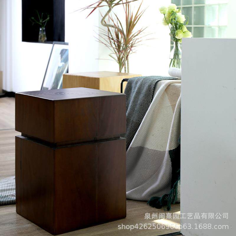 北欧原木民宿实木茶几树墩坐凳简约实木树桩创意茶桌木桩边几矮凳