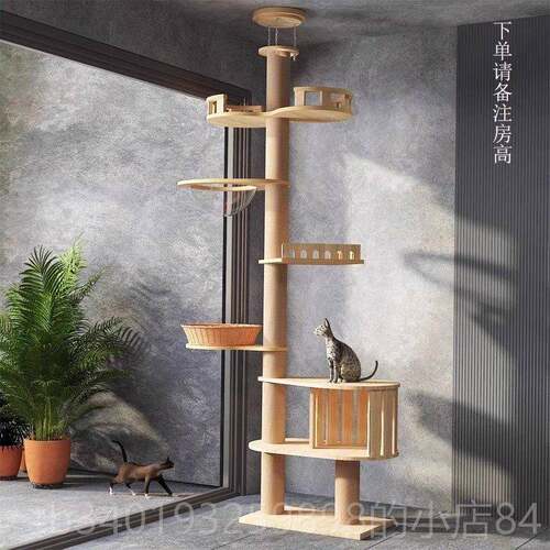 新款天猫爬架猫窝猫树一体不柱占地太墅空舱大型猫别猫玩具实木跳