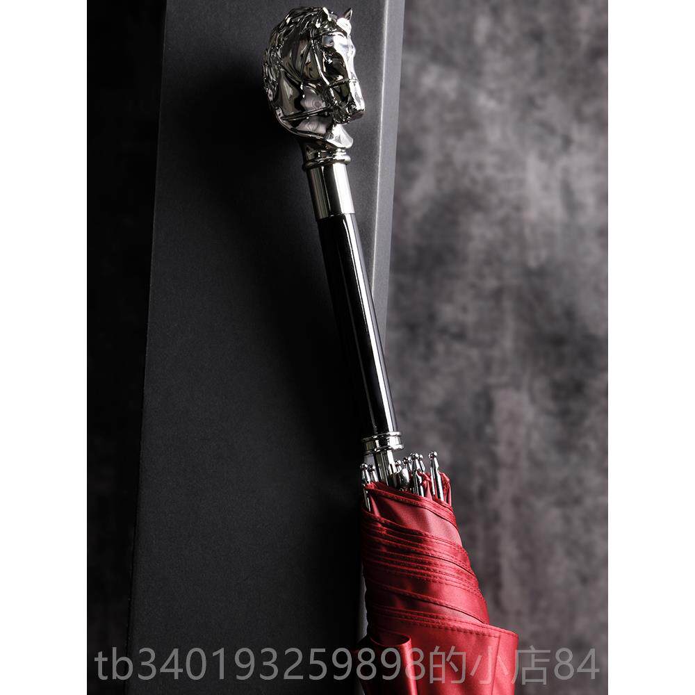 新款DanM士un大简ier 长柄雨伞号绅士双人纯色复古约动物骏马男直