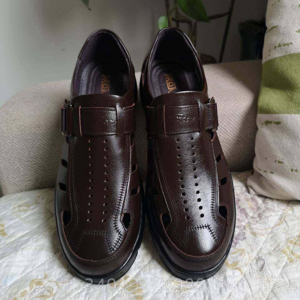 新款高老端品质男凉2024夏鞋季中年男士真皮透气凉鞋中洞洞凉皮年,流行男鞋,洞洞鞋,淘宝优惠券,粉丝福利购,淘宝优惠卷