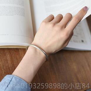 新款99心银纯手工开 口实覆古文艺圆手镯足刻字9定制