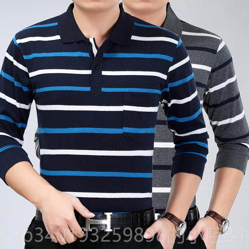 新款2件真口袋春秋地干活衣服秋衣中长袖装T恤男工年爸爸装外穿工