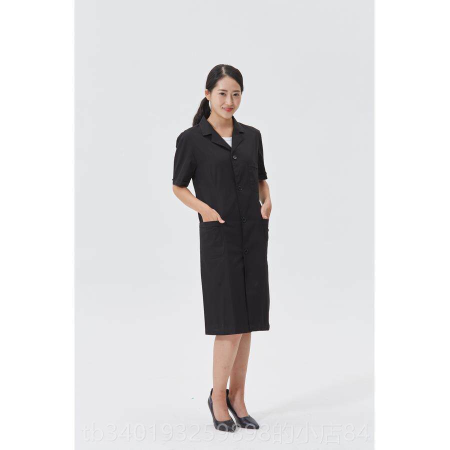 新款黑色大褂纯棉黑大褂验工作服大褂工工厂化学实实服验室装大学