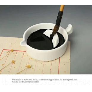 新款购产品多功能陶瓷盖墨池，文房宝砚台，调采色板，墨盘，，笔