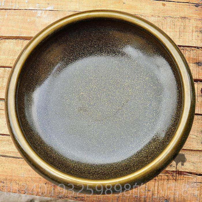新款景德瓷镇陶金鱼缸茶叶釉仙笔洗水盆草乌龟缸铜钱器中国风摆件