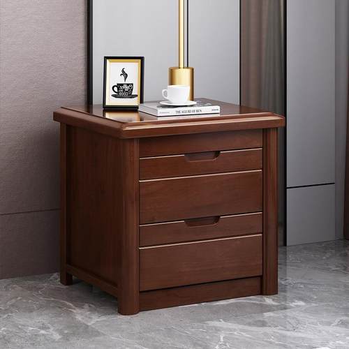 胡桃木全实木床头柜现代中式卧室小型床边收纳储物柜经济型家用