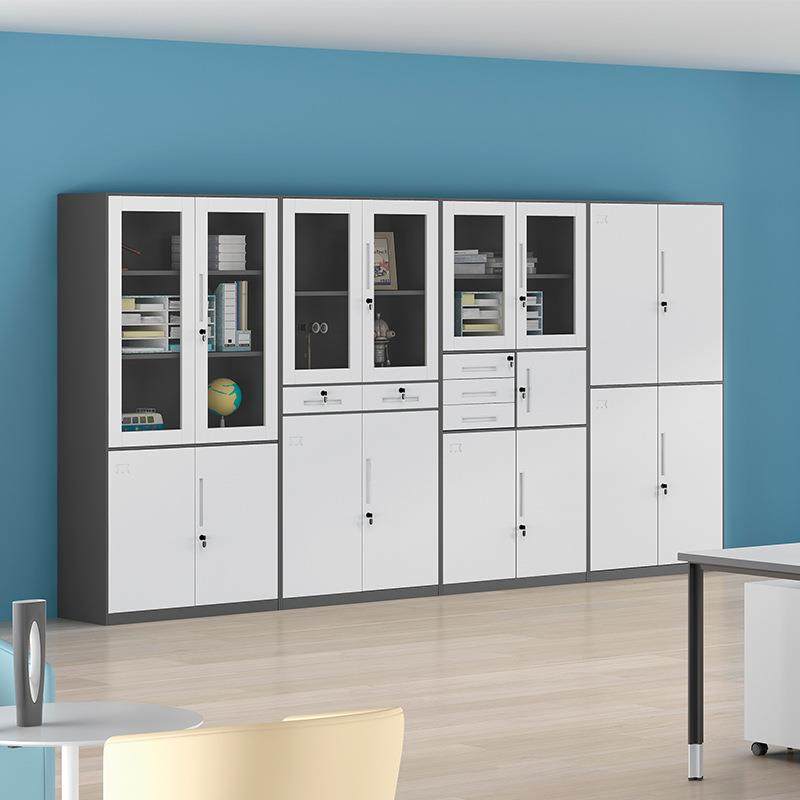 文件柜办公室铁皮带锁资料柜钢制档案收纳柜财务凭证柜矮柜储物柜