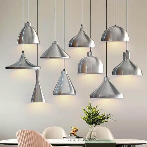 不锈钢吊灯创意个性银色吧台火锅店商用店铺工业风餐厅饭店烧烤店