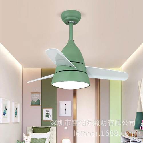北欧马卡龙变频吊扇灯意大气简约餐厅卧室书房电扇灯led极简风