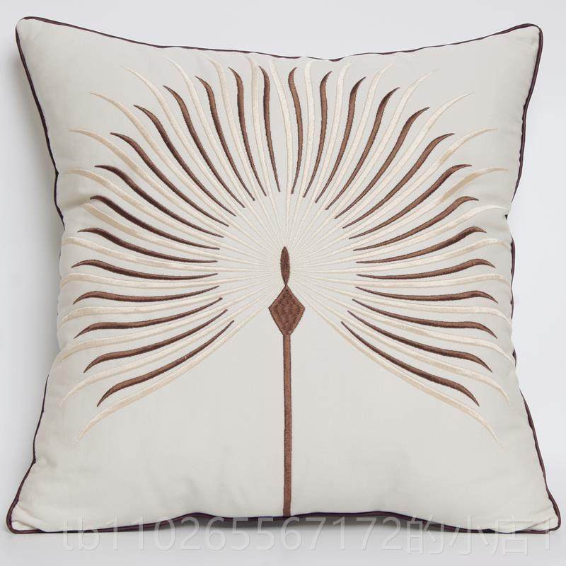 新款美式奢华纯刺绣抱枕棉厅套不含芯正方北欧风客床形头沙发靠枕