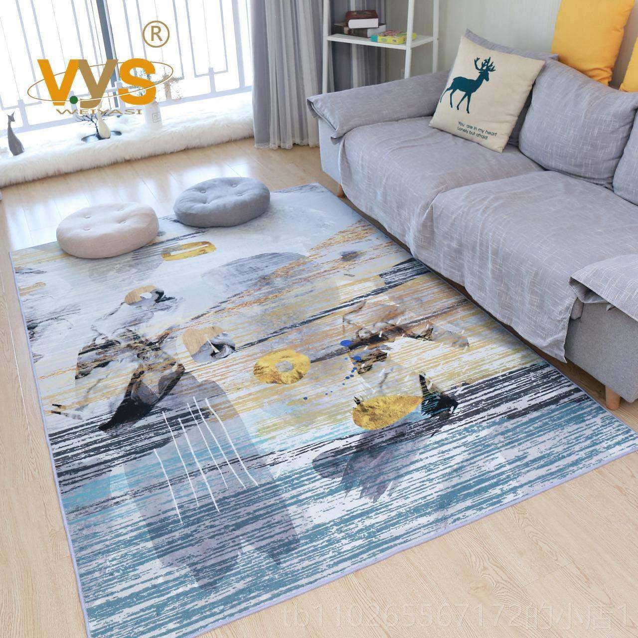 新款客欧厅地毯北现代床简约沙发茶几毯美式定几何可制边卧室地毯